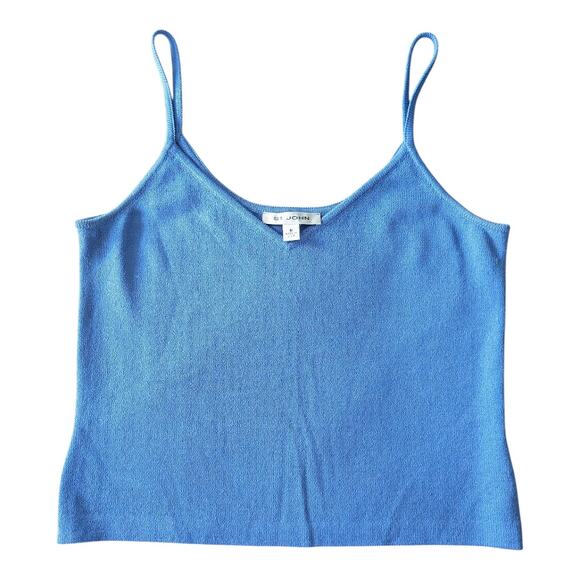 St. John Vintage Sky Blue Santana Knit Shell Short Small Tank Top Cami Medium - Picture 1 of 6